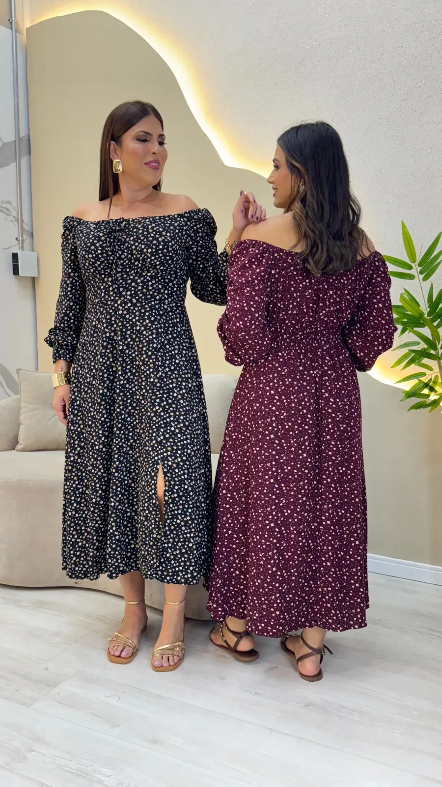 Imagem principal de Vestido Mid floral ombro a ombro