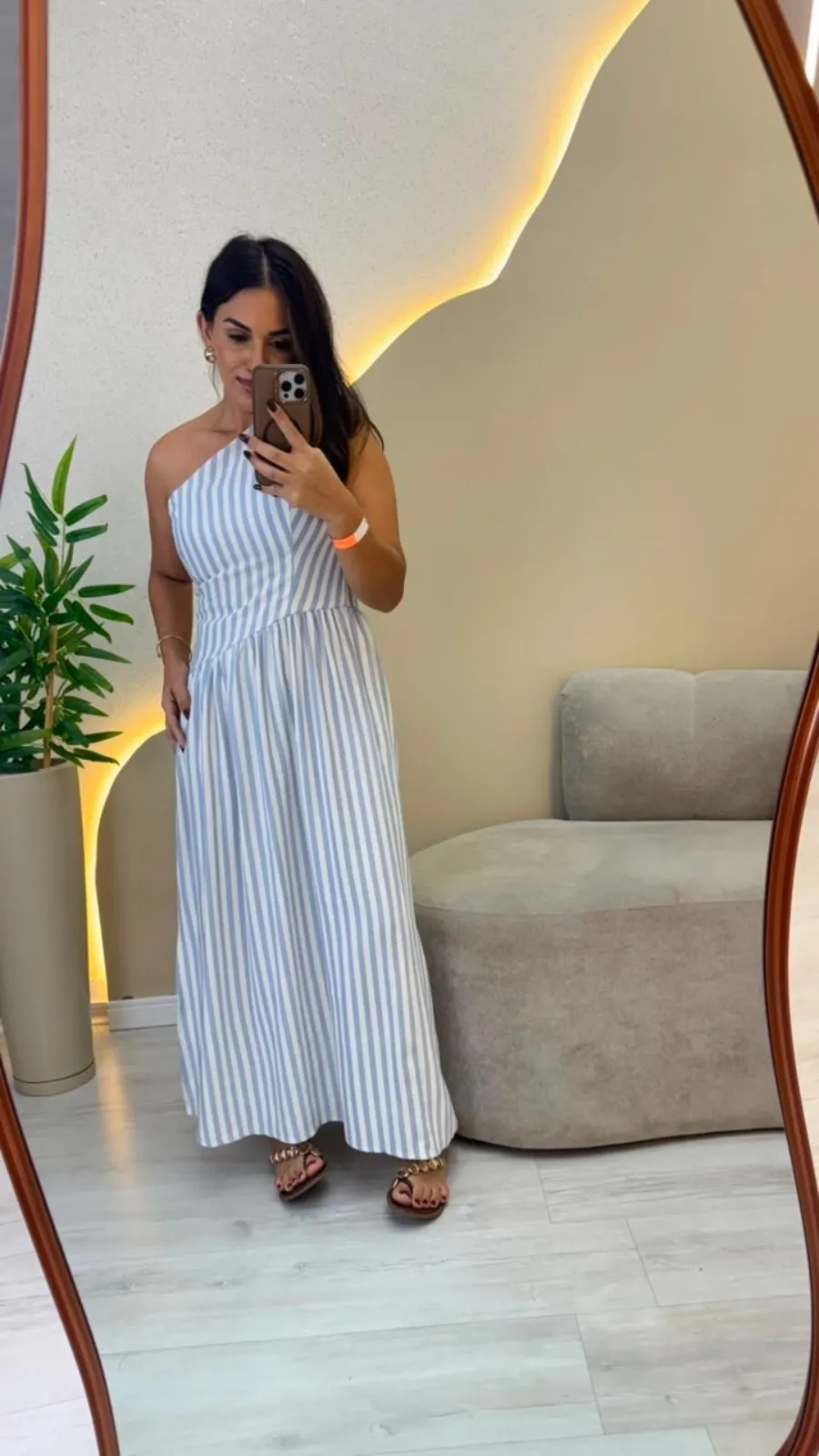 Imagem principal de Vestido Mid listrado azul